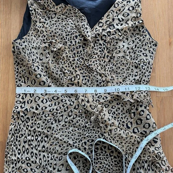Vtg 90s Y2k Silk Animal Print  Ruffle Asymmetric Hem Fairy Grunge Size 4/6? - Picture 10 of 11
